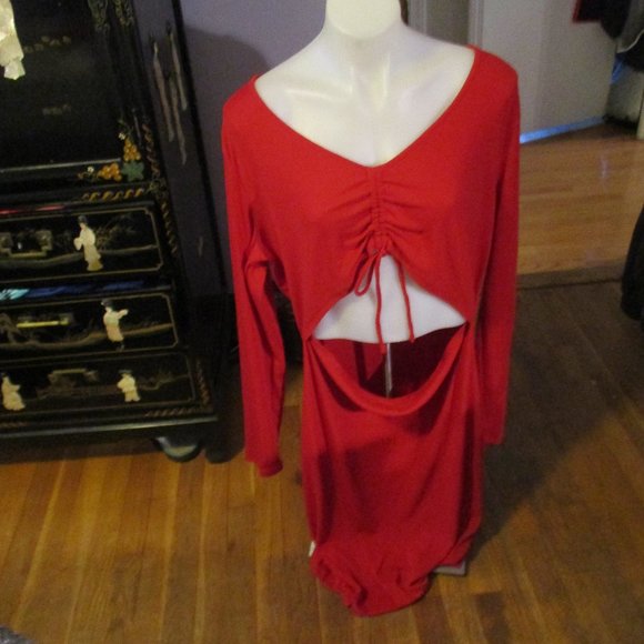 new with tags bcbg red dress with stomach split sz xxl 20 - Picture 1 of 4